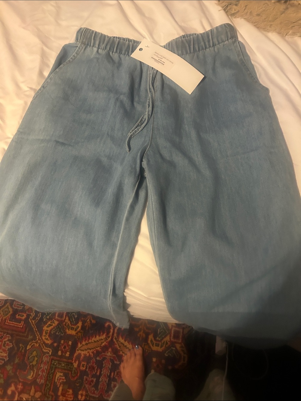 Light Blue Boot-Cut Women’s Elastic-Waist Jeans